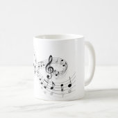 Notes musicales sur une ligne de personnel tasse (Devant droit)