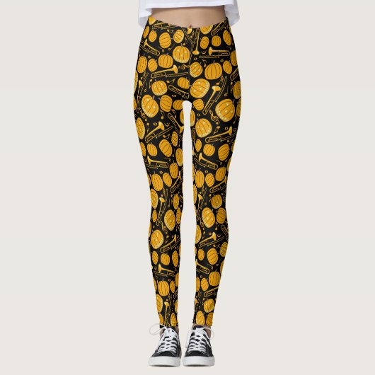 Notes musicales Trombone citrouille Leggings (Devant)