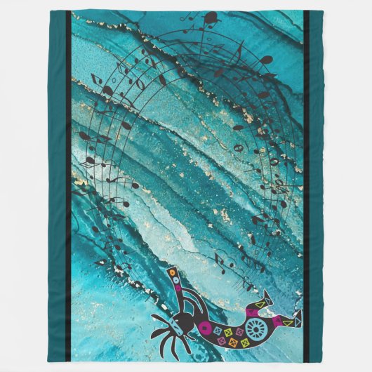 Notes musicales Turquoise Couverture polaire Kokop (Devant)