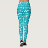 Notes musicales turquoise et blanche Leggings (Dos)