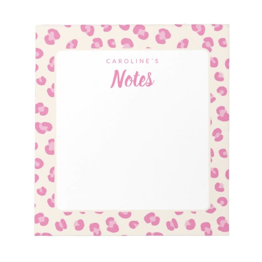 Notes personnalisées Bloc-notes d'impression rose (Devant)