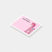 NOTES POST-IT 3"x4" NOM PERSONNALISÉ GIRAFFE ROSE (Incliné)