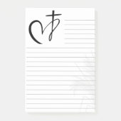 Notes Post-it® 3M lignées Croix & Cœur Spirituelle (Devant)