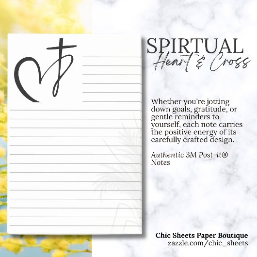 Notes Post-it® 3M lignées Croix & Cœur Spirituelle