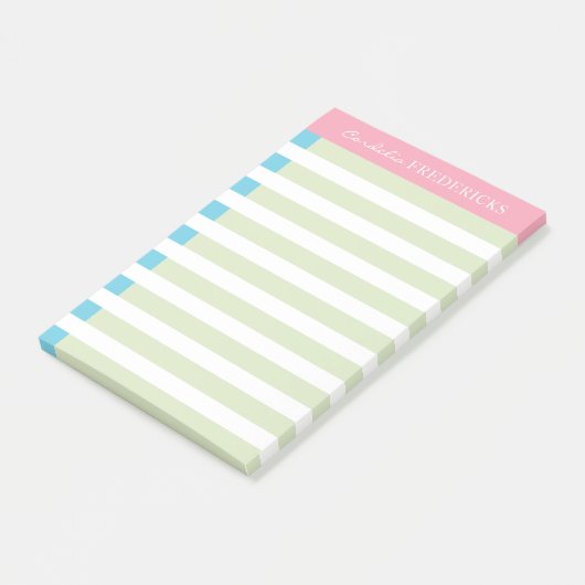 Notes Post-it® avec bandes vertes (Incliné)