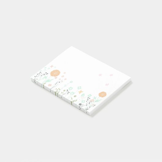 Notes post-it avec chrysanthème orange (Incliné)