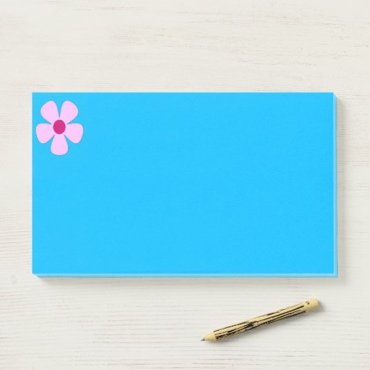 Notes post-it bleu rose Fleur (Sur un bureau)