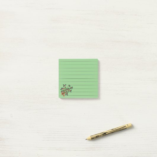 Notes Post-it Branches de houx (Sur un bureau)