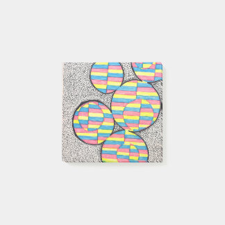Notes post-it cercle rétro néon illusion 