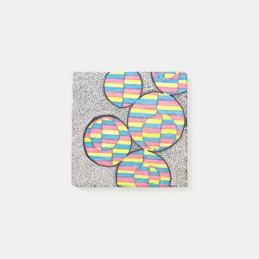 Notes post-it cercle rétro néon illusion (Devant)