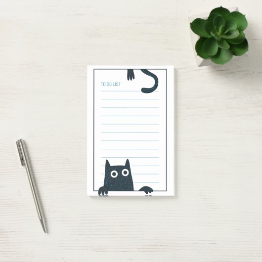Notes post-it de chat noir amusant (Bureau)