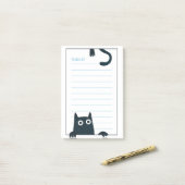 Notes post-it de chat noir amusant (Sur un bureau)