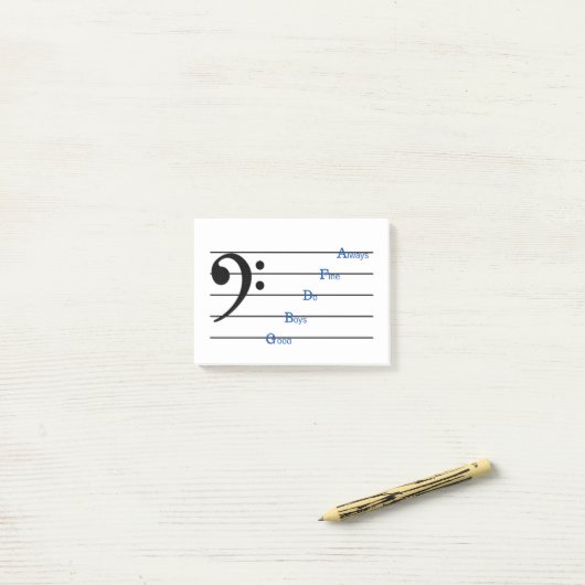 Notes post-it de Clé de basse (rimes de ligne) (Sur un bureau)