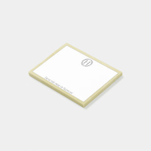 Notes post-it de couronne de monogramme jaune