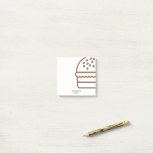 Notes post-it® de hamburger moderne personnalisabl (Sur un bureau)