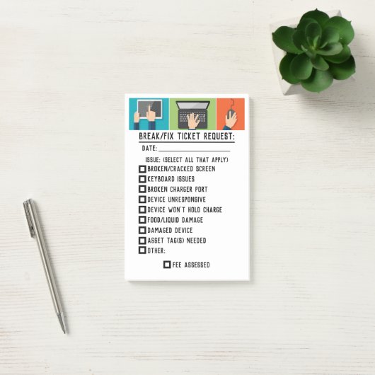 Notes post-it® de la demande de billet de rupture/ (Bureau)