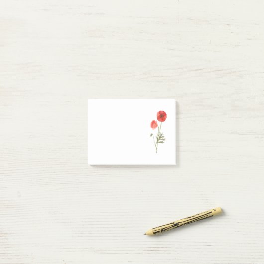 Notes post-it de la fleur de pavot (Sur un bureau)