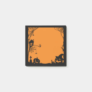Notes post-it de la scène d'Halloween noir orange