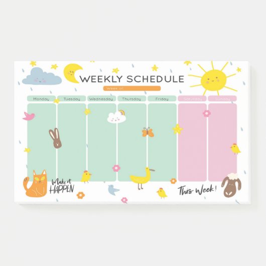 Notes Post-it® de l'agenda hebdomadaire (Devant)