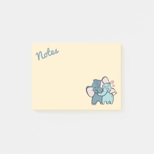 Notes post-it de l'amour des éléphants (Devant)