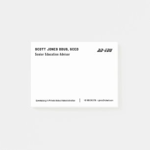 Notes post-it de l'Carte de visite blanc