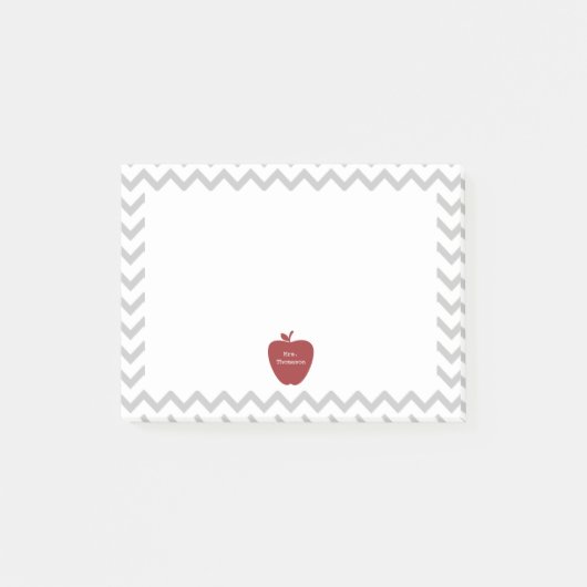 Notes Post-it® de l'enseignant de Chevron gris pom (Devant)