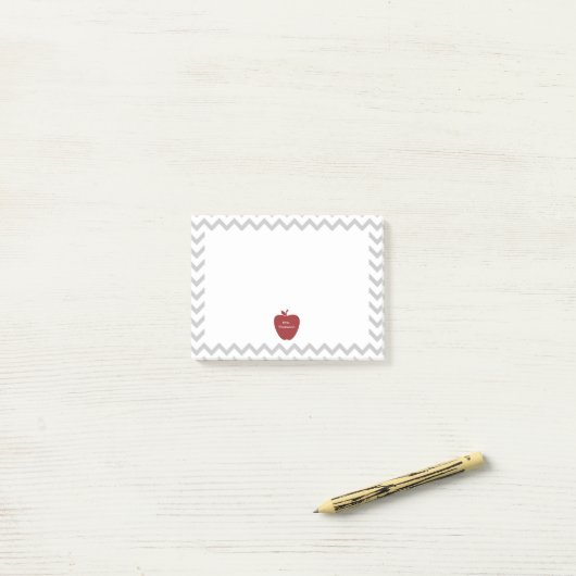 Notes Post-it® de l'enseignant de Chevron gris pom (Sur un bureau)