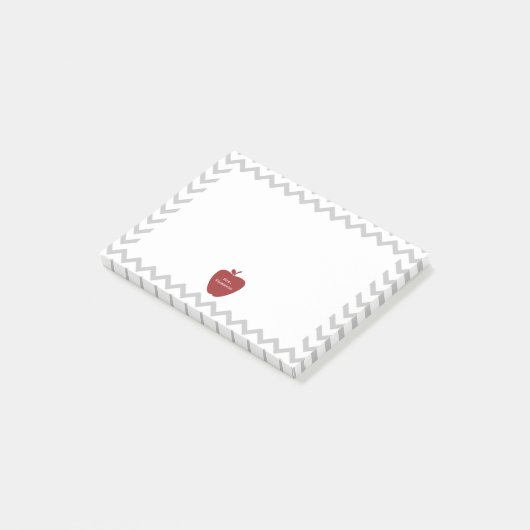 Notes Post-it® de l'enseignant de Chevron gris pom (Incliné)