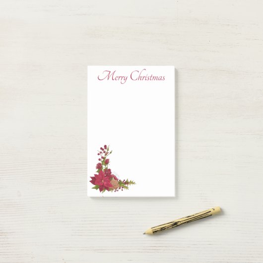 Notes post-it de Noël Poinsettia (Sur un bureau)