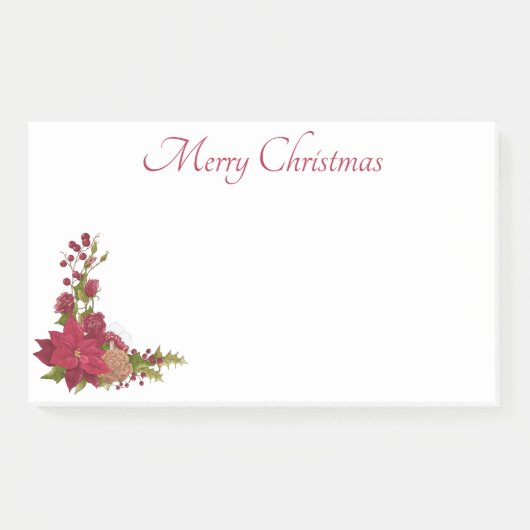 Notes post-it de Noël Poinsettia (Devant)