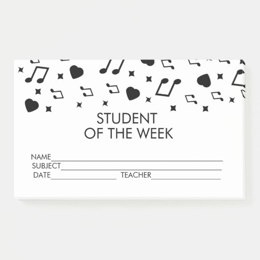 Notes Post-it de Récompense pour Étudiant en Musiq (Devant)