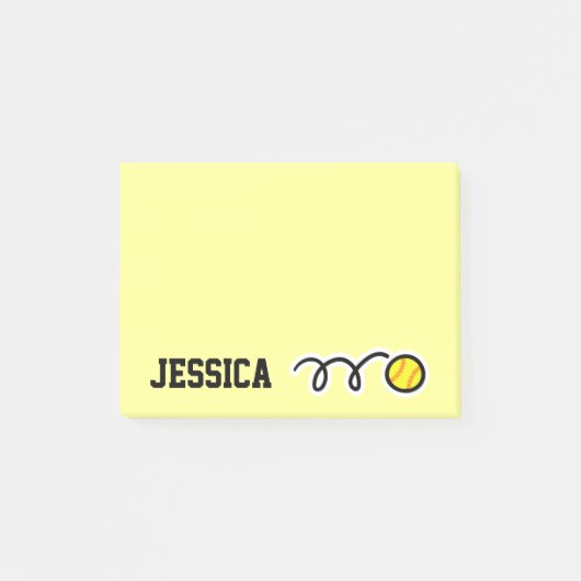 Notes Post-it® de softball avec nom personnalisé (Devant)