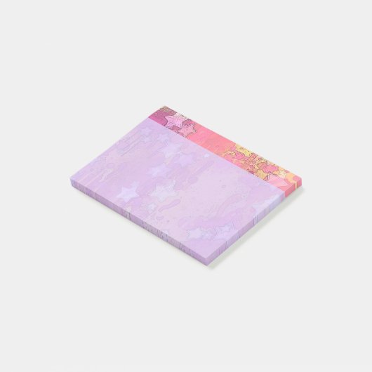 Notes Post-it® des étoiles roses mûres (Incliné)