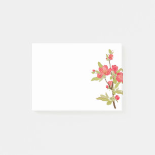 Notes post-it des fleurs d'arbre rose