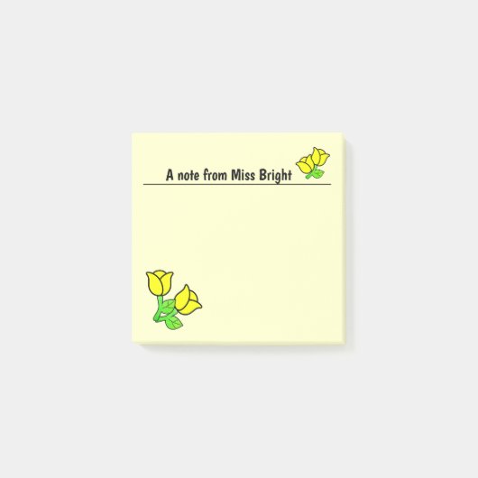 Notes post-it des roses jaunes (Devant)