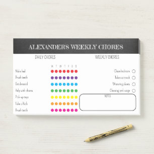 Notes Post-It des tâches hebdomadaires pour les en