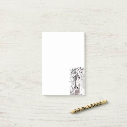 Notes Post-it® du cheval blanc (Sur un bureau)