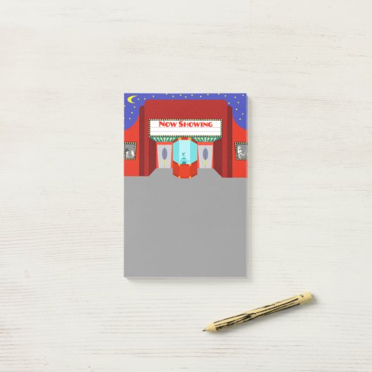 Notes post-it du cinéma rétro (Sur un bureau)