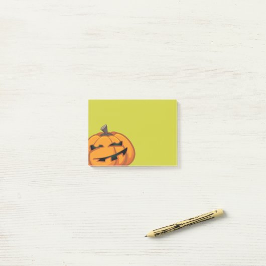 Notes post-it® du Citrouille d'Halloween Grinning (Sur un bureau)