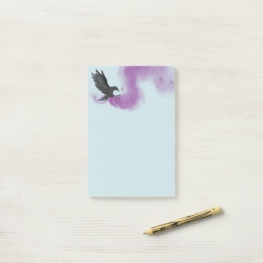 Notes post-it du Corbeau noir volant (Sur un bureau)