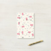 Notes post-it du Motif rétro atomique rose (Sur un bureau)