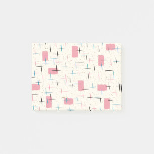 Notes post-it du Motif rétro atomique rose