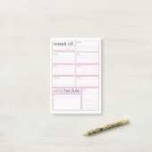 notes Post-it® du planificateur hebdomadaire (Sur un bureau)