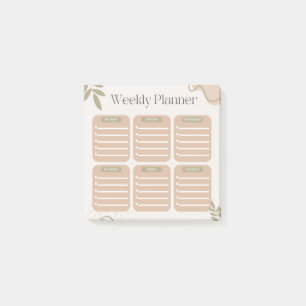 Notes post-it du planificateur hebdomadaire effica