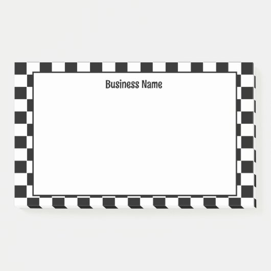 Notes post-it en noir et blanc À damiers classique (Devant)