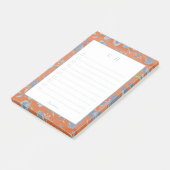 Notes Post-it® florales bleues et orange, 4 po x 6 (Incliné)