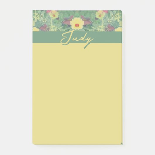 Notes post-it florales vertes (Devant)