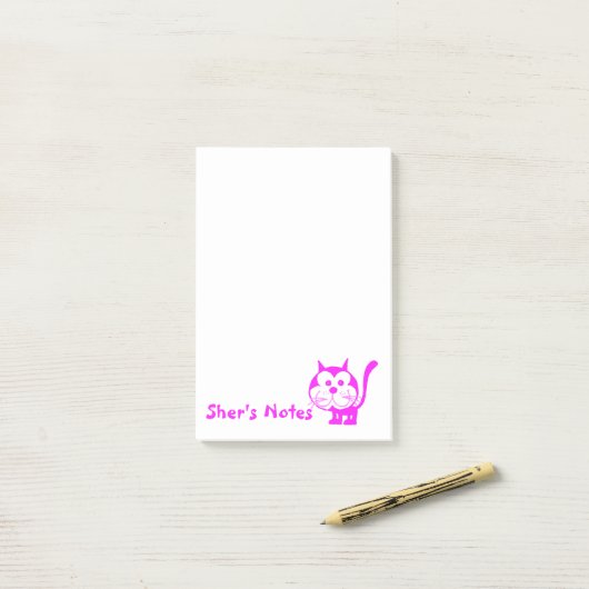 Notes post-it Fuchsia Cat (Sur un bureau)