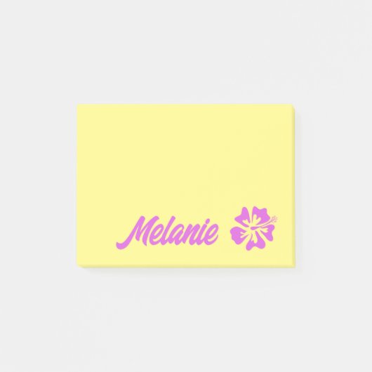 Notes Post-it® jaunes personnalisées avec fleur (Devant)