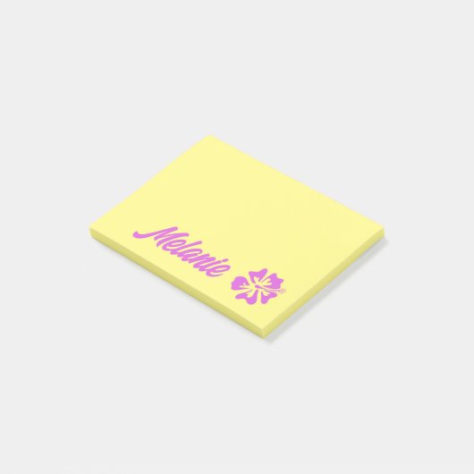 Notes Post-it® jaunes personnalisées avec fleur (Incliné)